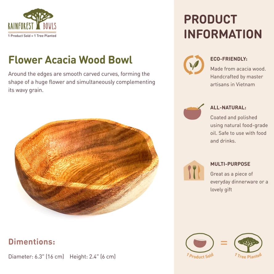 Flower Acacia Wood Bowl
