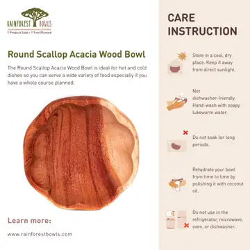 Round Scallop Acacia wood Bowl