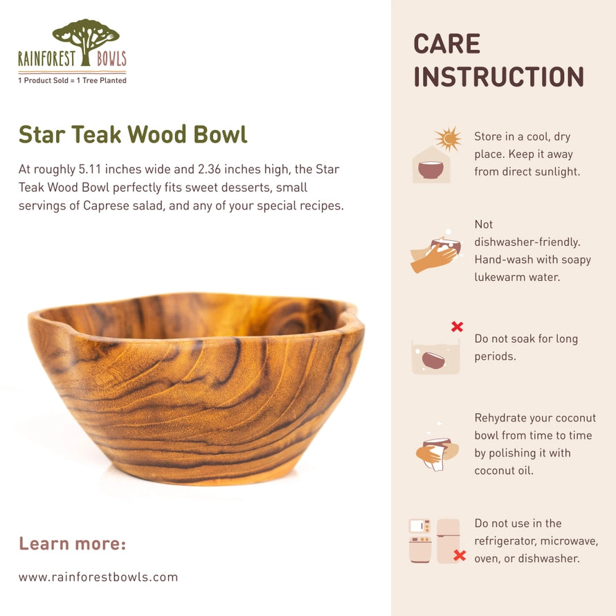 Star Teak Wood Bowls