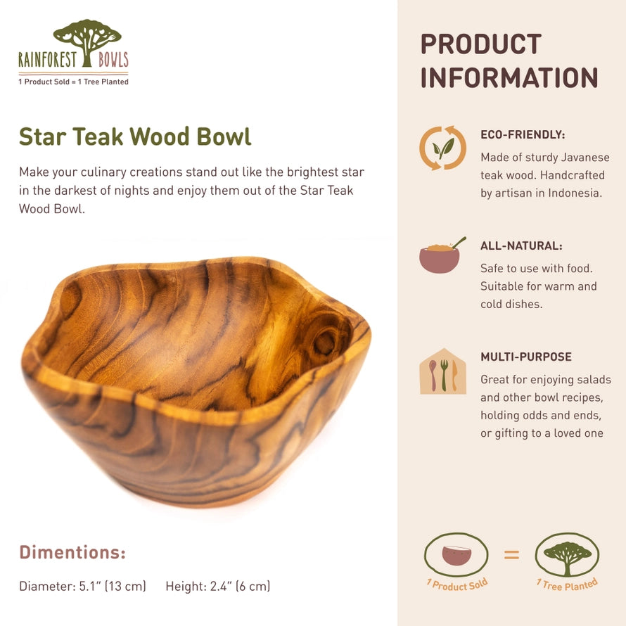 Star Teak Wood Bowls
